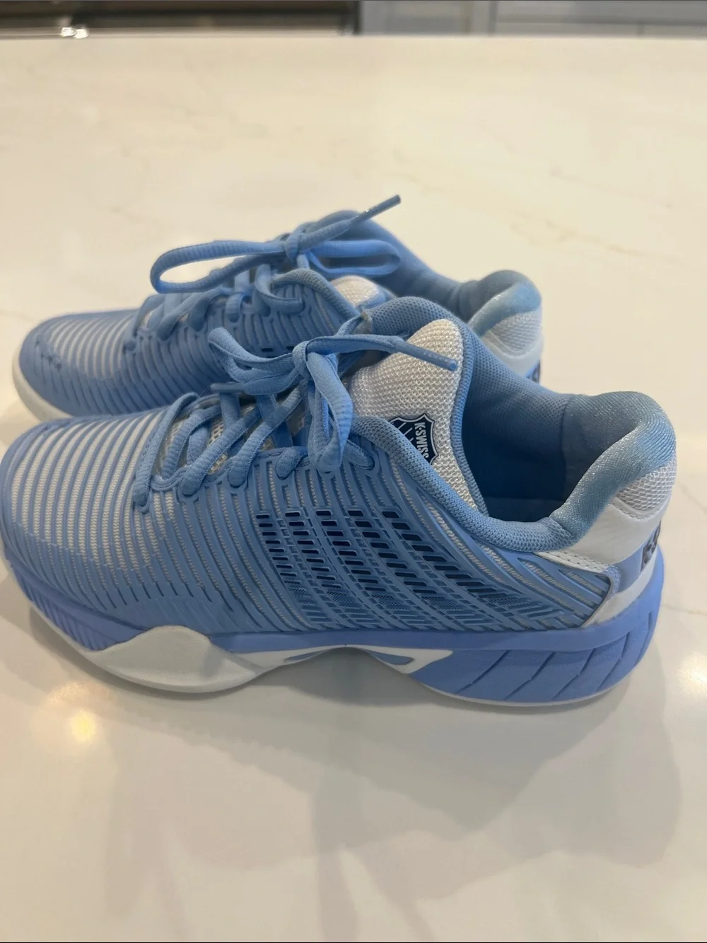 K-Swiss Kids Light Blue and White Hypercourt Tennis Shoes